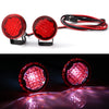 A set of red LED headlights and spotlights for RC crawler trucks, shown in both assembled and close-up views.