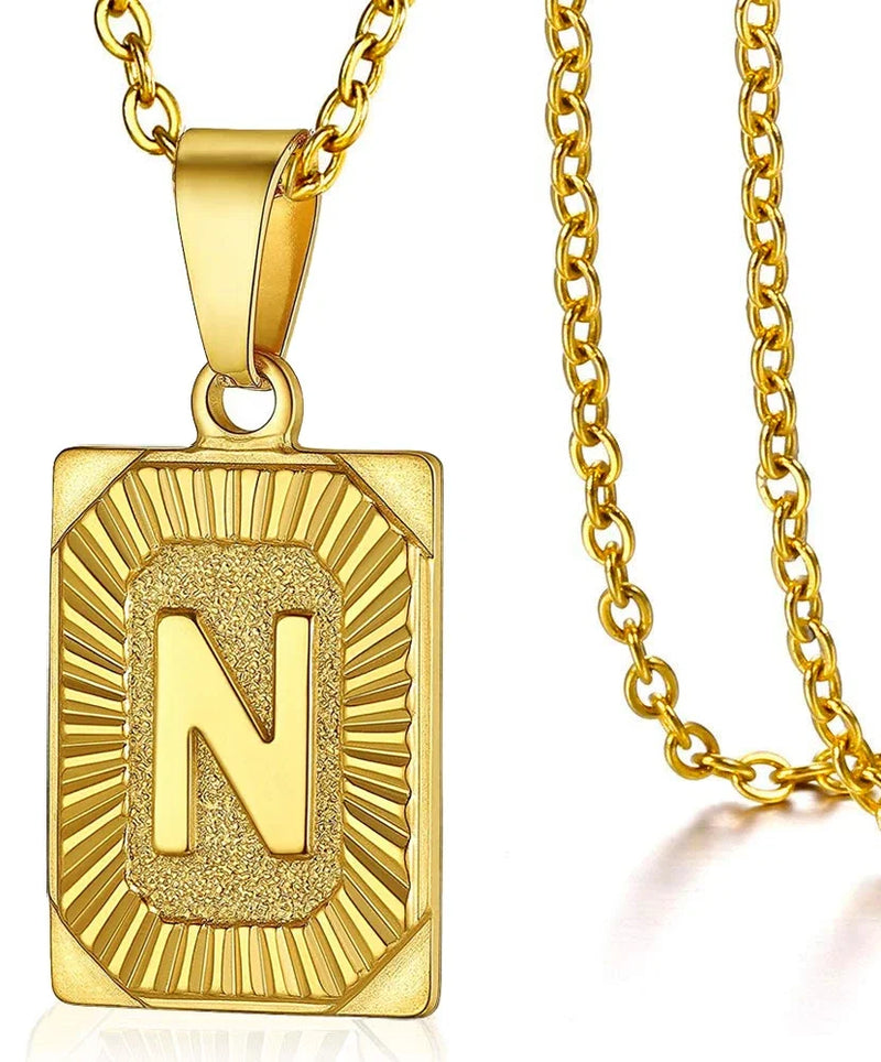 Initial Pendant Necklace in Stainless Steel