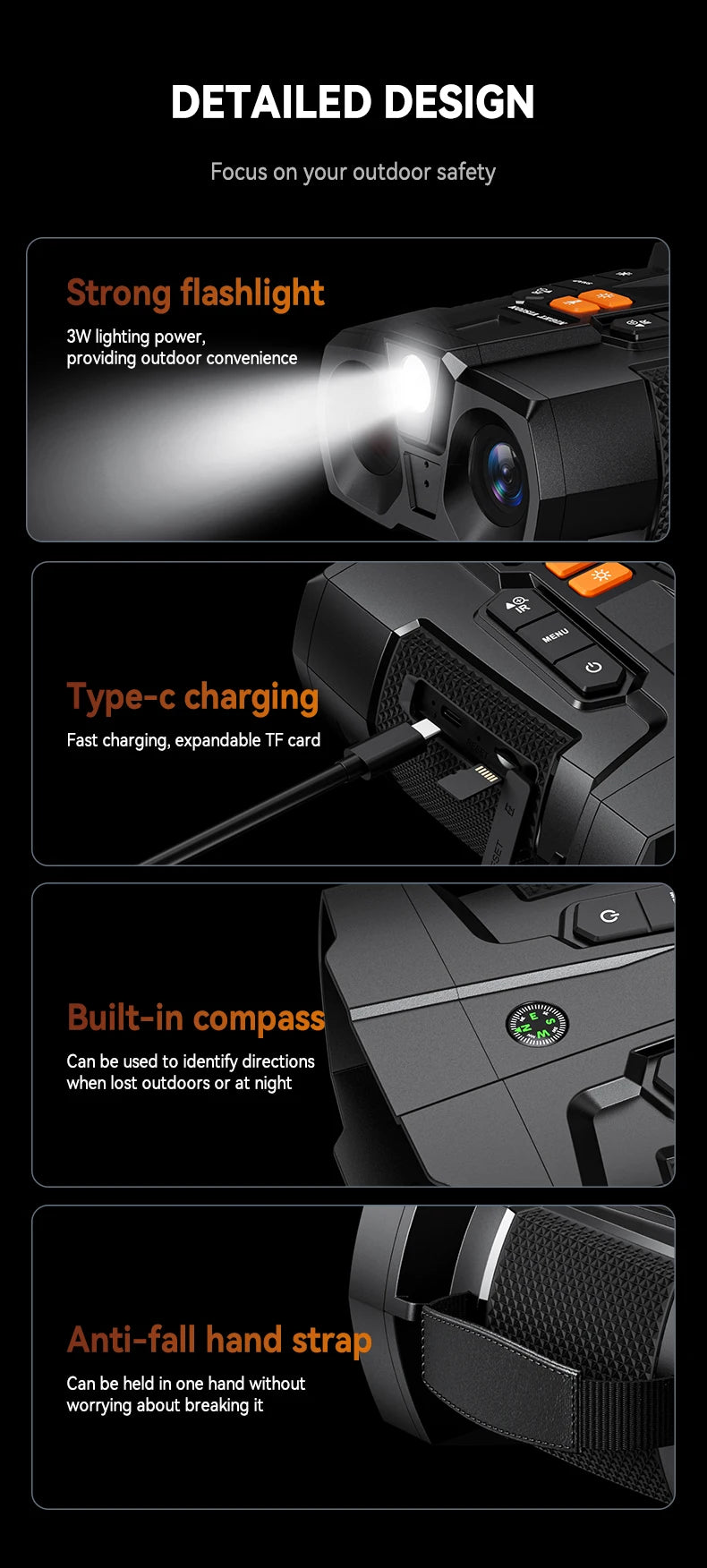 4K Night Vision Binoculars with 4.5" HD Screen and 800m Range