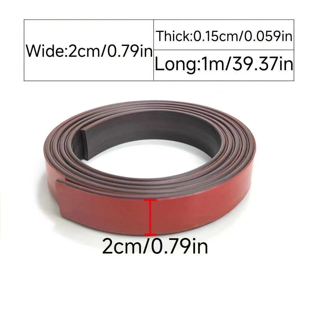 Rolle stark haftendes, selbstklebendes Magnetband, 2 cm breit, 1 m lang und 0,15 cm dick.