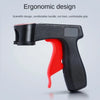 Black and red ergonomic spray paint handle designed for a comfortable grip.