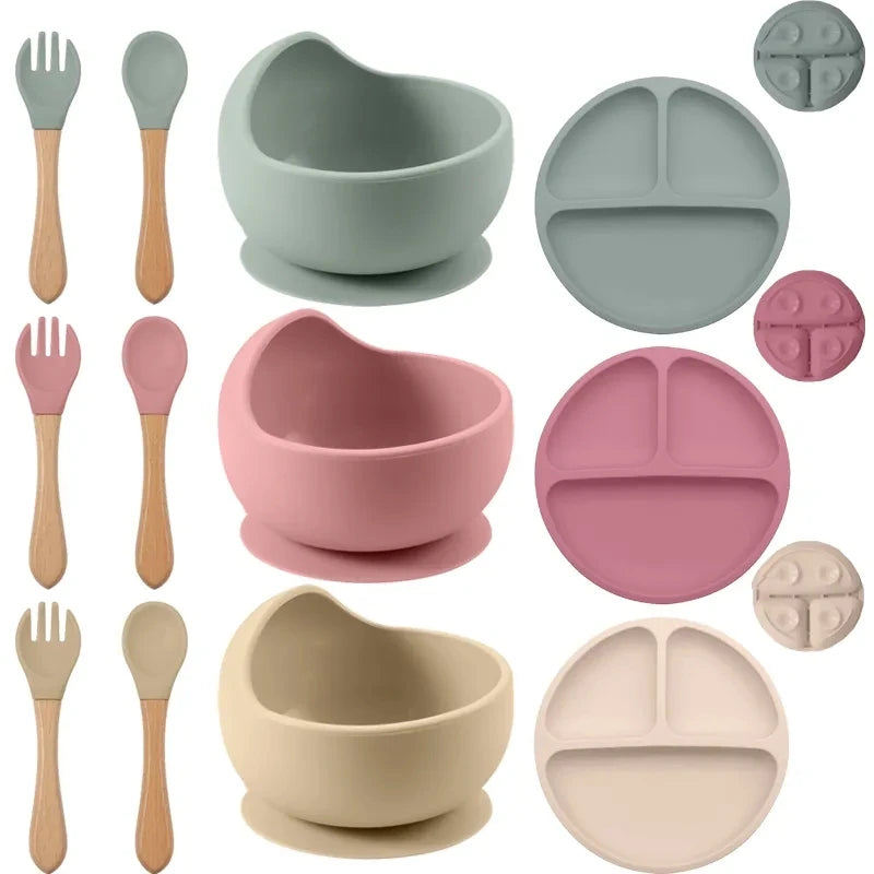 Baby Silicone Suction Plate and Utensil Set