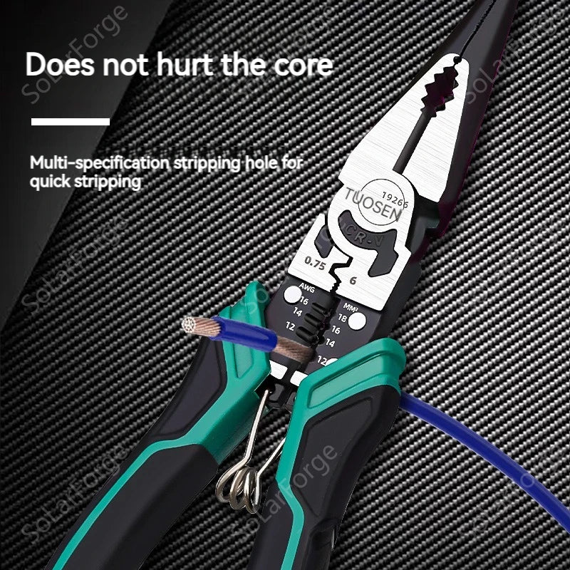 9-in-1 Multifunctional Wire Stripping Pliers with Crimping Action