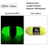 Yellow G004H polyester yarn with a luminous effect shown next to its yarn colour.