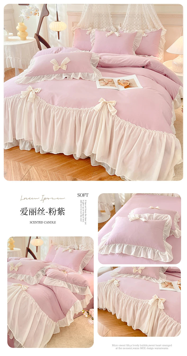 Princess Chiffon Duvet Cover with Romantic Ruffles