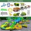 A set of dinosaur track and climbing race track toys made of plastic pieces for children