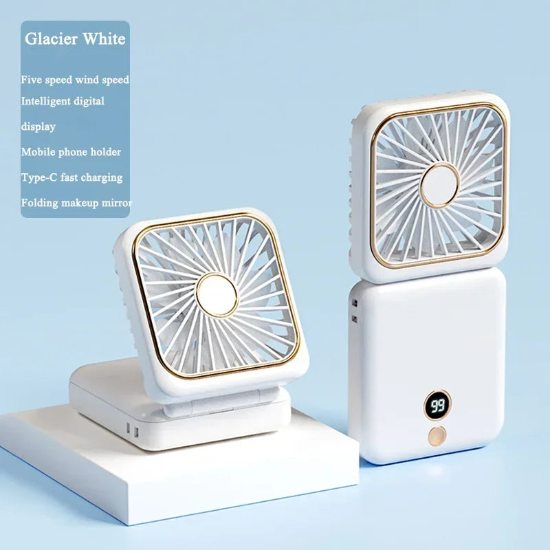 Portable Folding Neck Fan with Digital Display