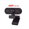 Schwarze 480P HD-Webcam mit Objektiv, montiert auf einem Clip für Desktop- oder Laptop-Verwendung.