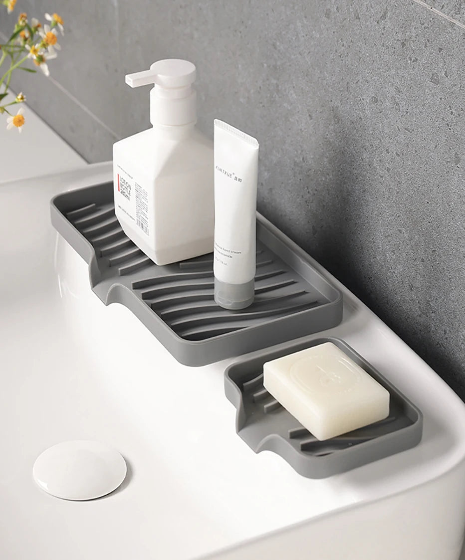 Silicone Drain Soap Dish with Anti-Slip Base