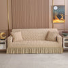 Seersucker Grid Sofa Cover with Anti-Slip Skirt
