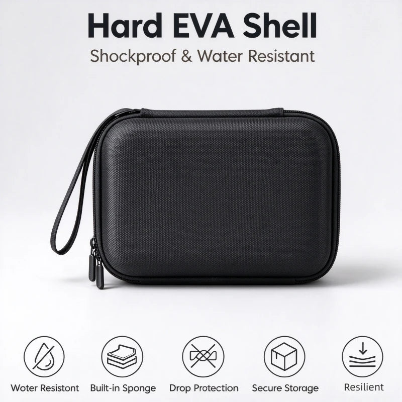 Black portable EVA hard case shockproof and waterproof for storing insulin and peptide vials