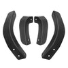 Two black mud flap delete covers for a Chevrolet Silverado 1500, shown from the side.