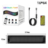 A flexible LED matrix panel with a welcome message and control buttons, along with a USB cable and remote control.