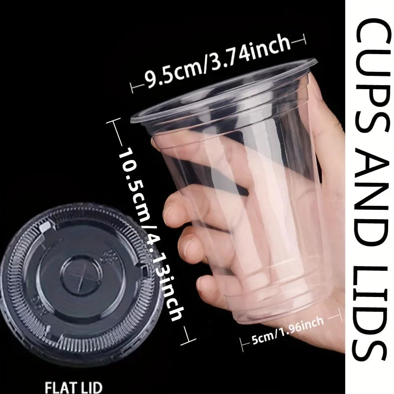 Disposable Plastic Cups with Lids (50-Pack)