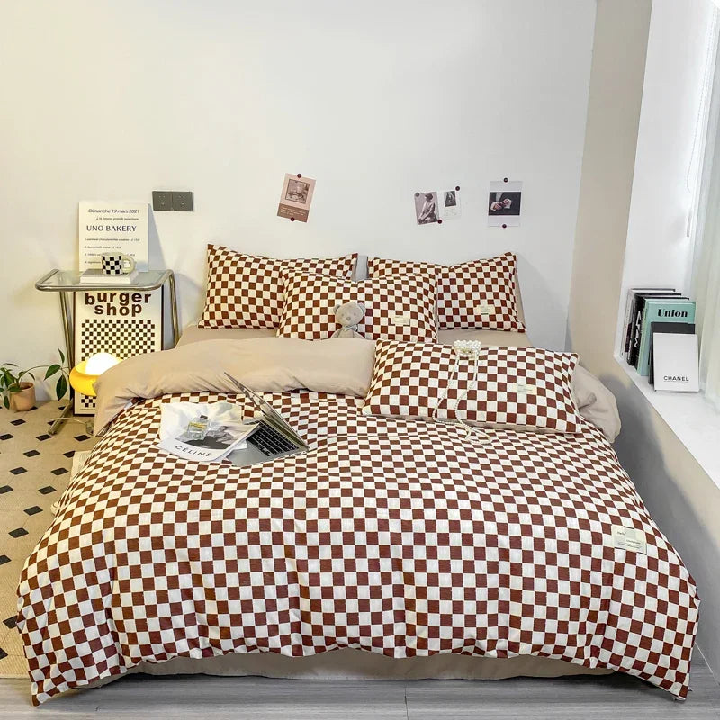 Black and White Plaid Duvet Cover Set with Pillowcases