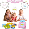 Ein Set interaktiver Lernkarten mit Tassen und anderen Gegenständen für Kinder.