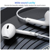 White USB-C wired earphones with an inline microphone shown against a dark background.