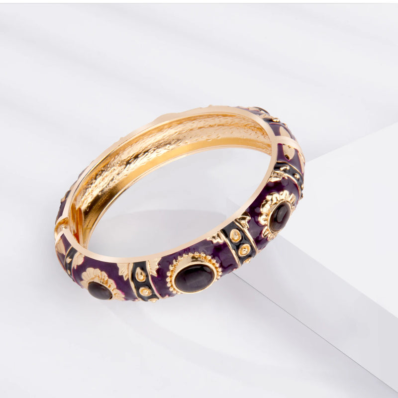 Enamel Bangle Bracelet with Rose Gold Plating