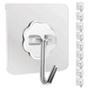 Silver heavy duty adhesive hook with a curved handle and mounting plate.