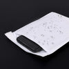 A black smartphone is placed inside a white padded bubble mailer with a self-seal closure.