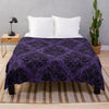 Gothic Damask Purple Throw Blanket – Super Soft & Cozy