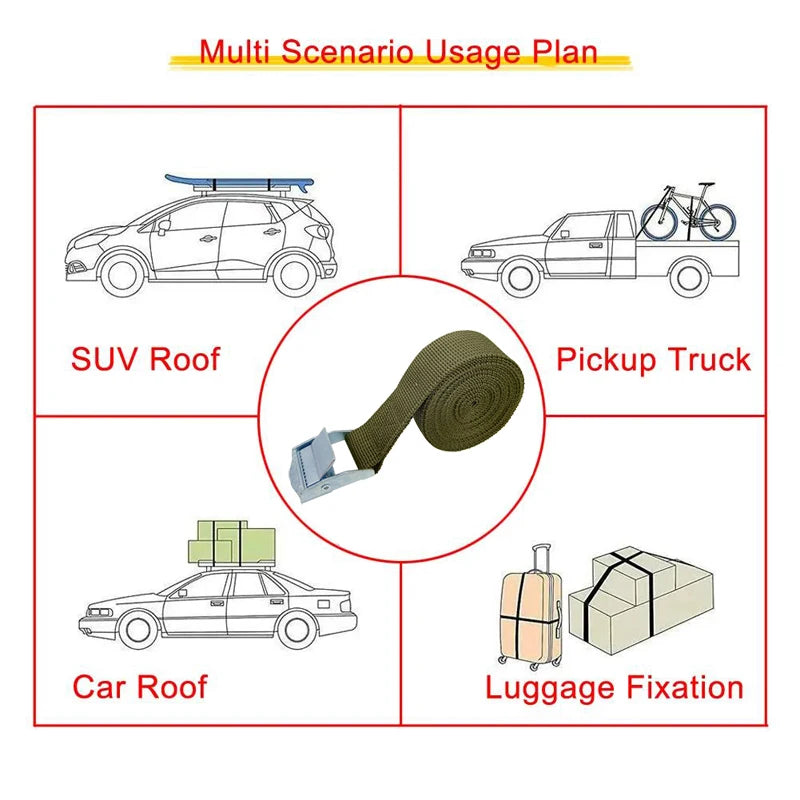 Heavy-Duty 2-Meter Cargo Straps with Buckle