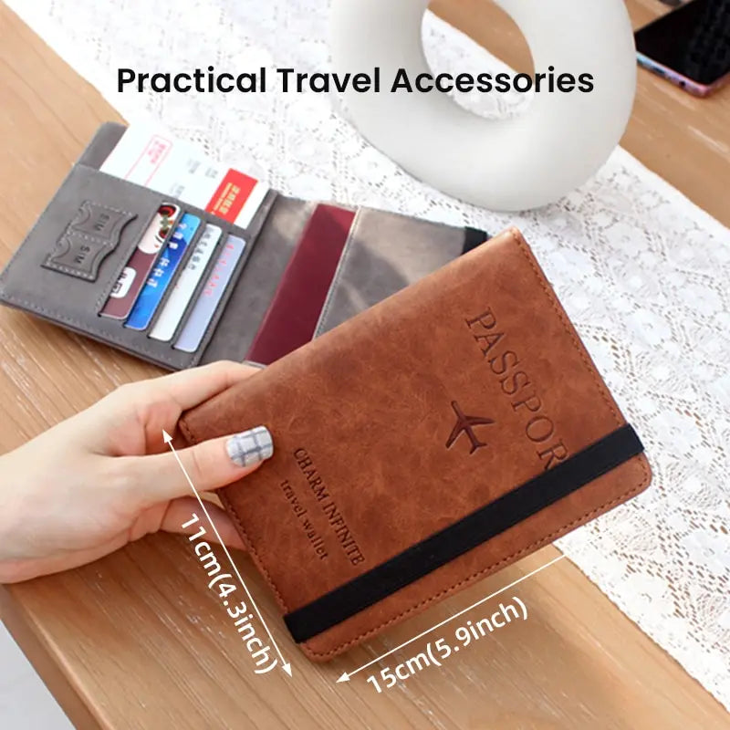 RFID-Blocking Travel Passport Wallet with Multiple Card Slots