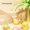 A collection of cute expression toys shaped like a duck, frog, and pig, featuring yellow and pink colors.