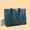 Genuine Leather Tote Bag with Multiple Pockets &amp; Zipper Closure