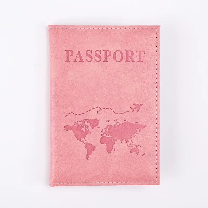 Cute Pink Leather Passport Holder with Card Slots