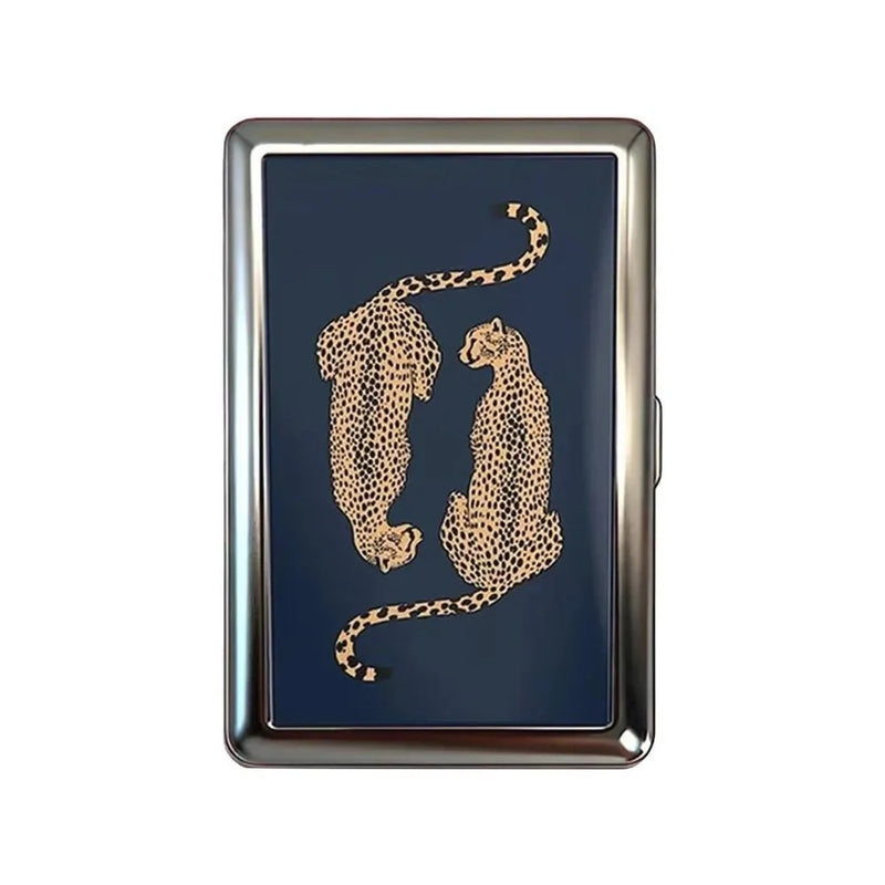 Vintage Metal Card Case with Push-Button Closure