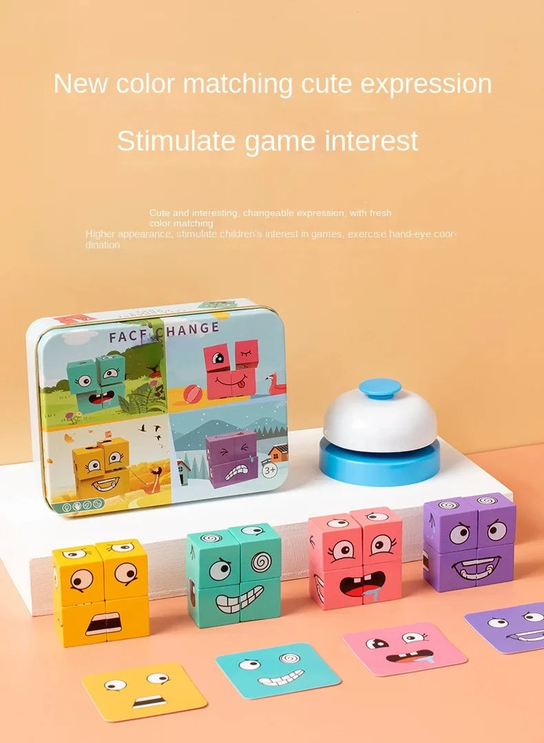 Wooden Face-Changing Cube Puzzle Game for Kids