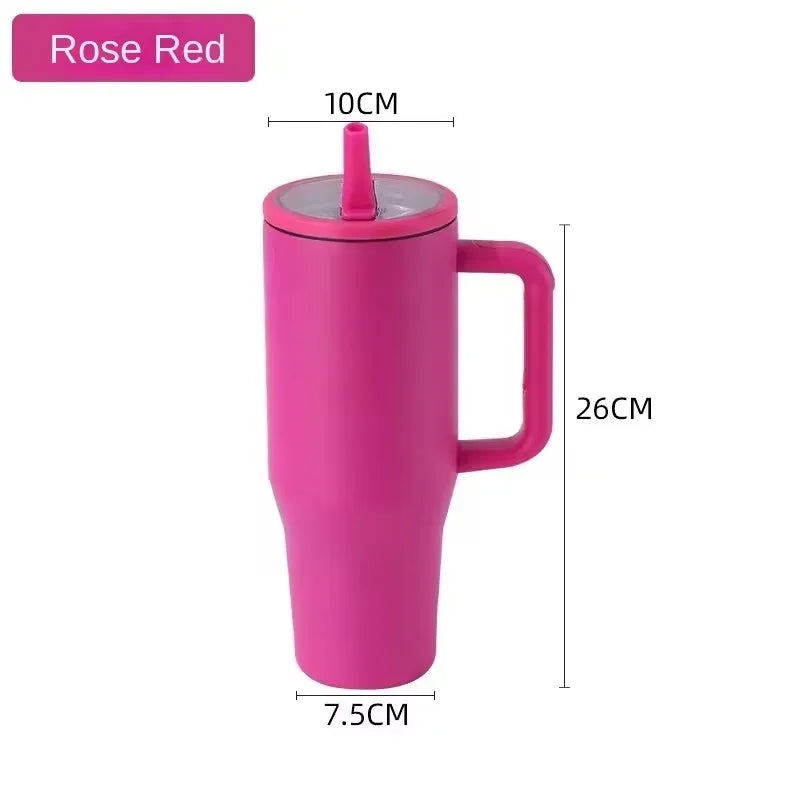 40 oz Insulated Tumbler with Handle and Straw