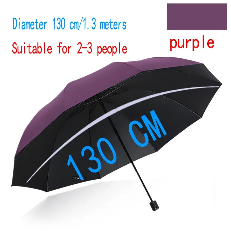 Purple and black oversized folding umbrella with 130 cm diameter label