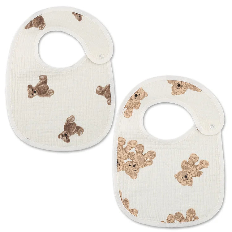 Soft Cotton Baby Bibs with Waterproof Backing – Set of 2
