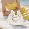 Ocean Pearl Shell Charm Bag Accessory with Gold Chain