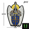 PVC patch featuring an archangel design with wings, a halo, and a shield emblem.