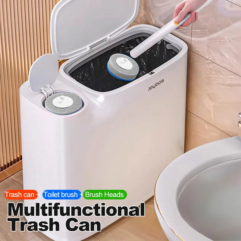 Slim 2-in-1 Bathroom Trash Can with Toilet Brush Holder