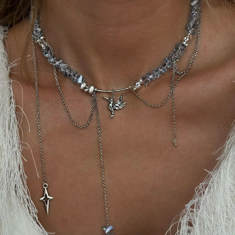 Collar de Borla de Cristal Elegante para Mujeres