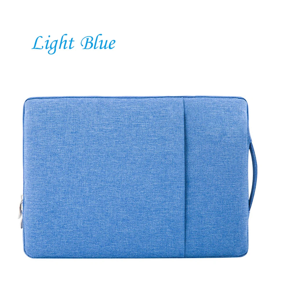 Light blue waterproof laptop sleeve with a handle for notebooks