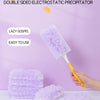 A hand holds a purple electrostatic precipitor duster with yellow handles, demonstrating the newly upgraded 360 degree rotati