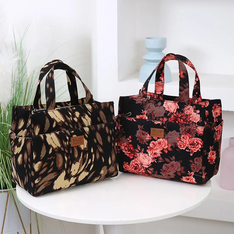 Large Capacity Canvas Tote Bag with Zipper Closure