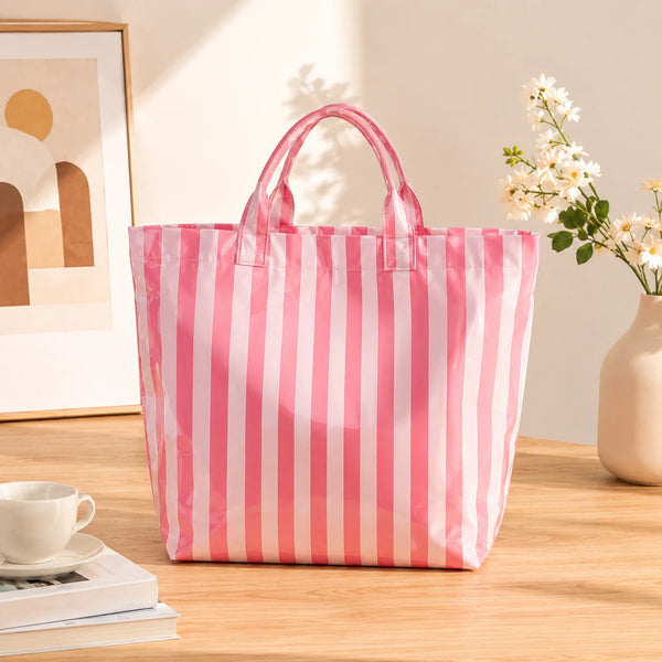 Striped PVC Waterproof Tote Bag for Everyday Use