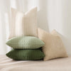 Boho Corduroy Square Pillow Cover - Farmhouse Neutral Decor