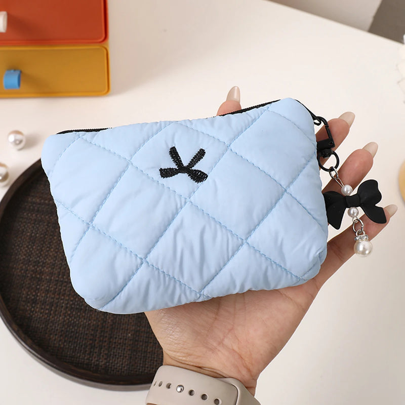 Quilted Bow Makeup Bag
