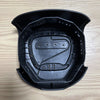 Black Dodge SRT steering wheel SRS cover with emblem shown from above