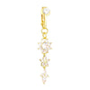 Schmetterling Clip-On Bauchnabelring mit rosa Zirkon