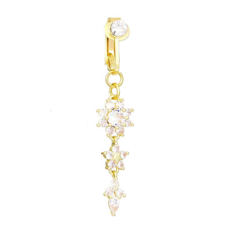 Schmetterling Clip-On Bauchnabelring mit rosa Zirkon
