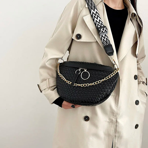 Woven Pattern Waist Bag for Women – Versatile Crossbody & Fanny Pack