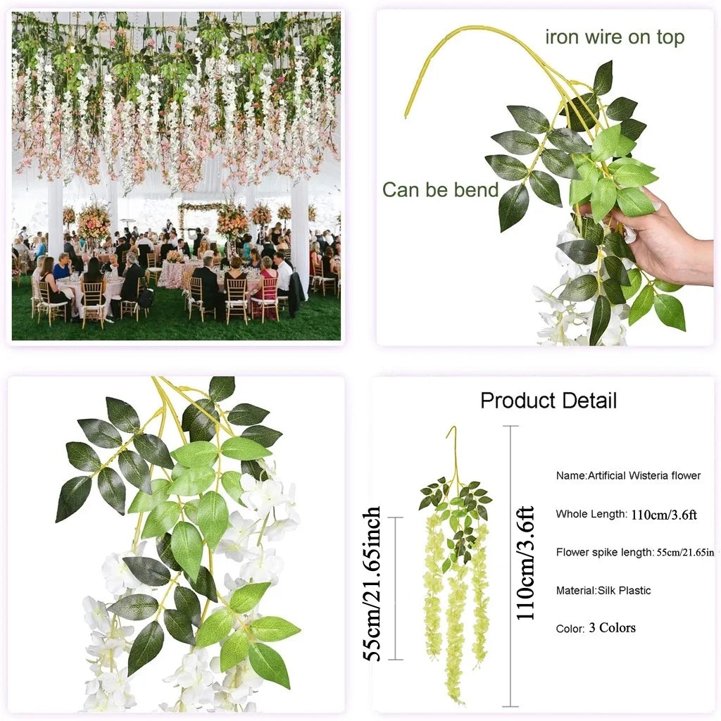 Artificial Wisteria Vine Garland for Wedding & Home Décor